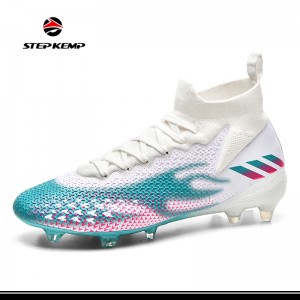 New Comfortable Flyknit Sport Football High Top Plus Size Soccer Shoes