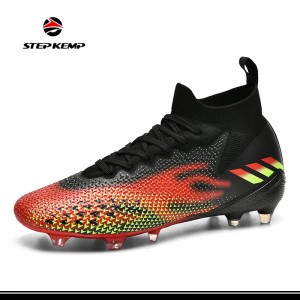 ახალი კომფორტული Flyknit Sport Football მაღალი ტოპ პლუს ზომის ფეხბურთის ფეხსაცმელი