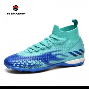 නව සුවපහසු Flyknit Sport Football High Top Plus Size Soccer Shoes