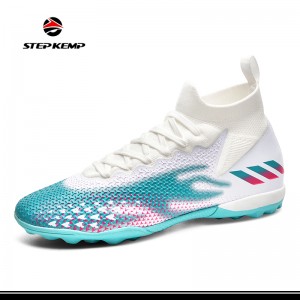 Nouvo konfòtab Flyknit Sport foutbòl High Top Plus Size Soccer Shoes