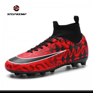 Men's Indoor Soccer Shoes Turf Inochenesa High-Tops Lace-Up Non-Slip Spikes Futsal Football Boots