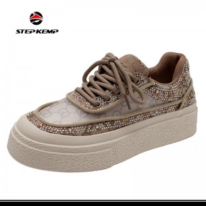 Rhinestone Sneakers for Women Glitter Mesh Knit Sparkly Shoes