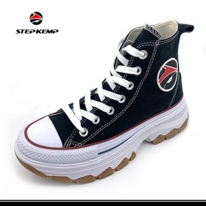 Women's High Top Heightened Sole Sports Causal Fashion Sneakers Canvas Walking Shoes