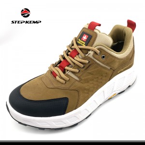 Mens Hiking Non-Slip Sneakers Leather Low Cut Boots Trekking Shoes