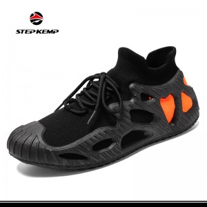 Injection PVC Sneakers Sock Style Breathable Flyknit Sport Shoes