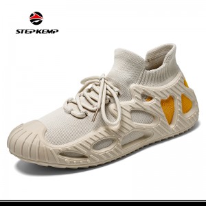 Injection PVC Sneakers Sock Style Breathable Flyknit Sport Shoes