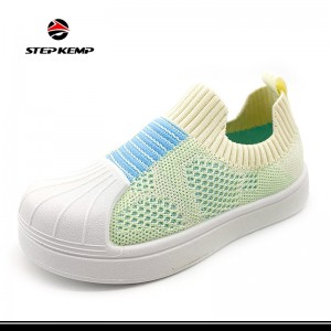 Kid Children PVC abẹrẹ Outsole Flyknit Upper breathable Skate Board Shoes