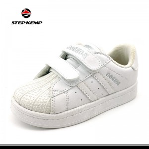 Hot Sale Kids Outdoor Breathable Comfort Injection PU White Casual Shoe
