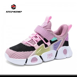 Mga Batang Babaye nga Pink Purple Mesh Runner Sneakers Little/Big Kid Sport Schoolcasual Shoes