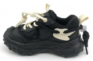 Textile Lining High Quality Thick Sole Boys Black Running Shoes