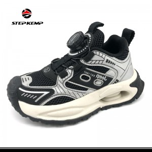 High Quality Black Boys’ Casual Running Shoes with Swivel Buckle