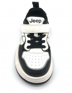 PU Magic Tape Black White Leisure Children’s Running Skateboard Shoes