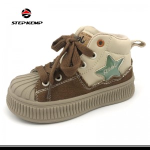Boys Girls Mid Top Star Fasion Canvas Shell Head Skate Shoes