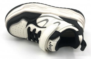 PU Magic Tape Black White Leisure Children’s Running Skateboard Shoes