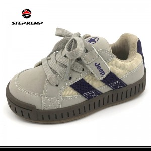 PU Fabric Shoelace Thick Sole Rubber Kids Skate Shoes