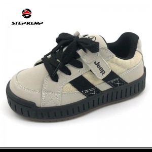 PU Fabric Shoelace Thick Sole Rubber Kids Skate Shoes