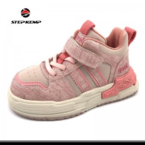 High Top Pink Girls PU Casual Student Campus Sports Skateboard Shoes