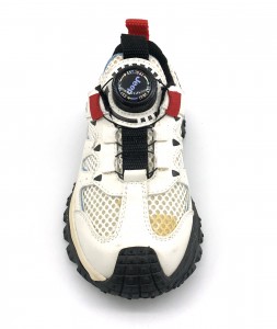 Black/White Mesh Breathable Swivel Buckle Classic Kids Running Shoes