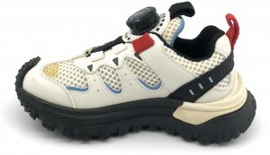 Black/White Mesh Breathable Swivel Buckle Classic Kids Running Shoes