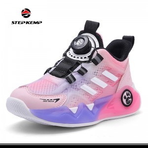 Children′s Leisure Trend Rotating Button Sports Running Shoes
