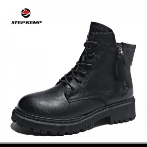 Spring Winter Business Black Brown Leather Ankle Sneaker Boots alang sa mga Babaye