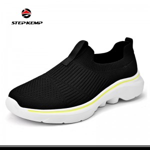 လက်ကားအမျိုးသားများအမျိုးသမီးအားကစားဖက်ရှင်လမ်းလျှောက် Breathable Flyknit Loafer ဖိနပ်