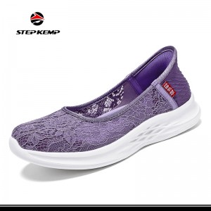 කාන්තා Flyknit Fabric Sneakers Lady Leisure and Comfort Loafer Shoes