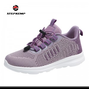 Mesh Breathable Flying Woven Lady Lightweight Running Shoes
