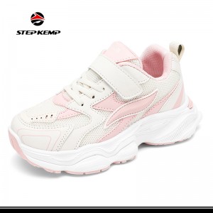 Izingane Iziteki Eziphefumulayo I-Mesh Lightweight Easy Walk Casual Sport Strap Athletic Running Shoes for Boys Girls