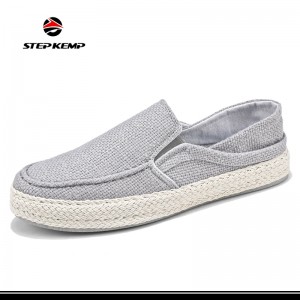 Men′s Linen Driving Loafers Comfortable Slip on Walking Boat Shoes