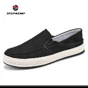 Men′s Linen Driving Loafers Comfortable Slip kwi Walking Boat Shoes