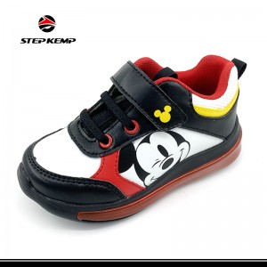 საბავშვო ფეხსაცმელი Mickey Black White Red Fashion Sneaker ბიჭებისთვის გოგონების ფეხსაცმელი
