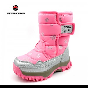 Toddler Rain Boots with Romoved Warm Lining Easy-on Handles Handles Water Outdoor Snow Boots