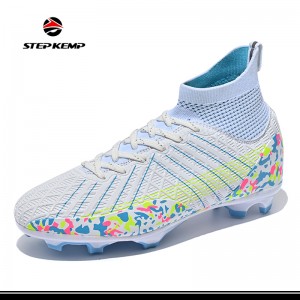 Men's Soccer Shoes Mga Football Cleat na Panlabas na High-Tops Lace-Up Non-Slip Spike Boots