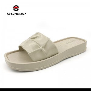 Abesifazane be-PVC Slide Sandals Non-Slip Soft Shower Shoes Open Toe House Slippers