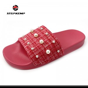 Pearl Fabric Upper Ladies Fashion Home Outdoor Walking Slippers
