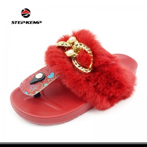 Indoor Home Winter PVC Plush Warm Slipper Shoes for Women
