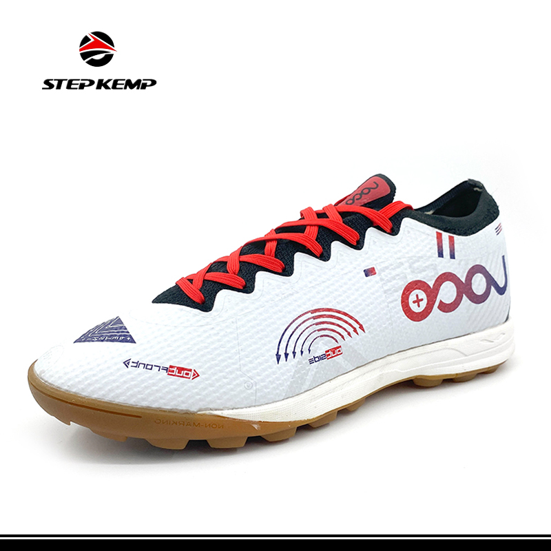 Unisex White Rubber Football Low-Top Athletic Sneaker Shoes for Outdoor/Indoor/Competition/Training