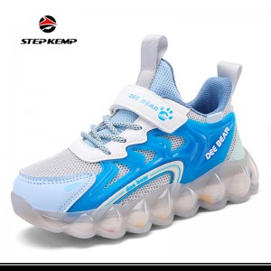 Fashion PU Mesh Upper Breathable Sports Running Athletic Sneaker Casual Children Shoes