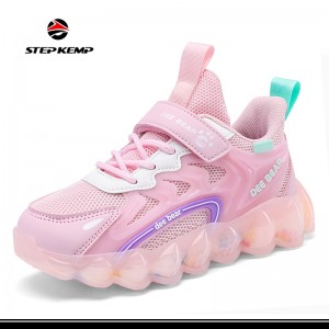 Fashion PU Mesh Upper Breathable Sports Running Athletic Sneaker Casual Children Shoes
