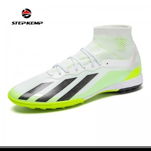 အမျိုးသားများအတွက်ဘောလုံးကန်ဖိနပ်များ ခေါင်မိုးဘောလုံးဖိနပ် Indoor Footall Cleats High Ankle TF FG ဘောလုံးဘွတ်ဖိနပ် Wide Training Sneaker