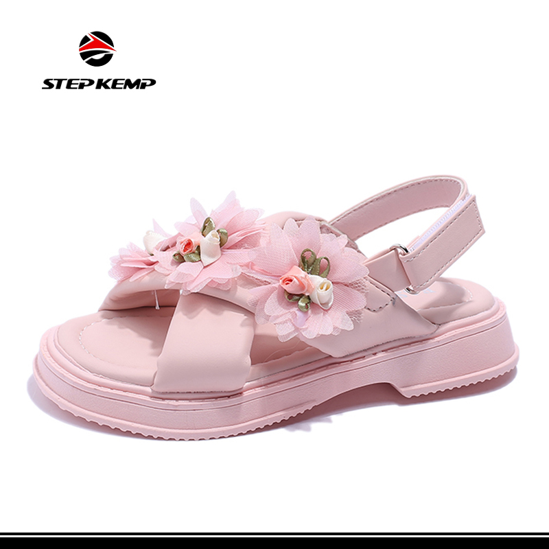 夏季新款時尚女孩果凍鞋粉紅色 PVC 兒童涼鞋