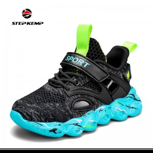 Boys Girls Kids′ Sneakers Knitted Mesh Sports Breathable Lightweight Running Shoes