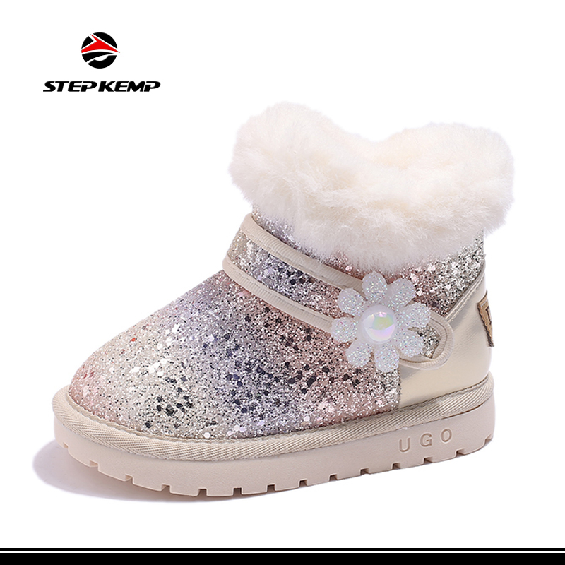 รองเท้าฤดูหนาวสำหรับเด็กผู้หญิง Sparkle เลื่อมขนอบอุ่นเรียงรายรองเท้าหิมะแสนสบายน้ำหนักเบา