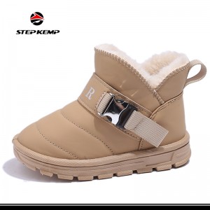 Toddler Children Warm Winter Fur Lined Non-Slip Leather Snow Boots