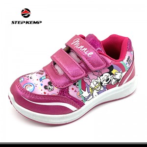 Kids Fashion Sneaker for Girls Disney Footwear PU Upper Shoes