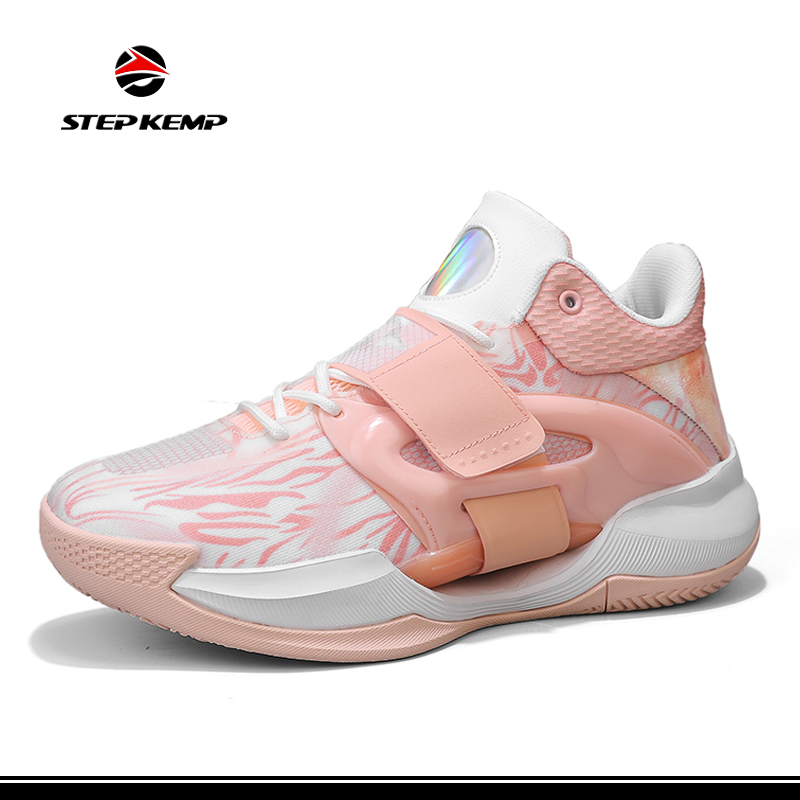 Sneakers Dhuwur Putih Biru Pink Basket Pria Sepatu Olahraga
