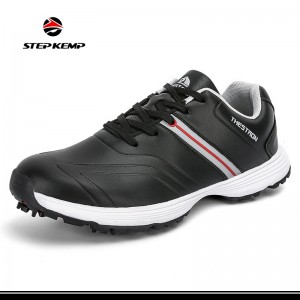 საბითუმო მამაკაცის ქალთა გოლფის ფეხსაცმელი წყალგაუმტარი Spikes Outsole Microfiber Sneaker