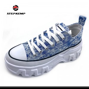 Low Top Heightened Sole Sports Causal Fashion Sneakers Canvas Rin Shoes