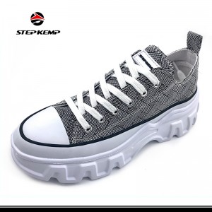 Low Top Heightened Sole Sports Causal Fashion Sneakers Canvas Rin Shoes